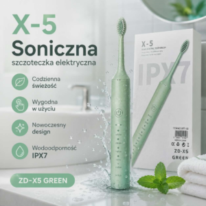 Szczoteczka elektryczna zielona. X-5 Sonic Electric Toothbrush GREEN