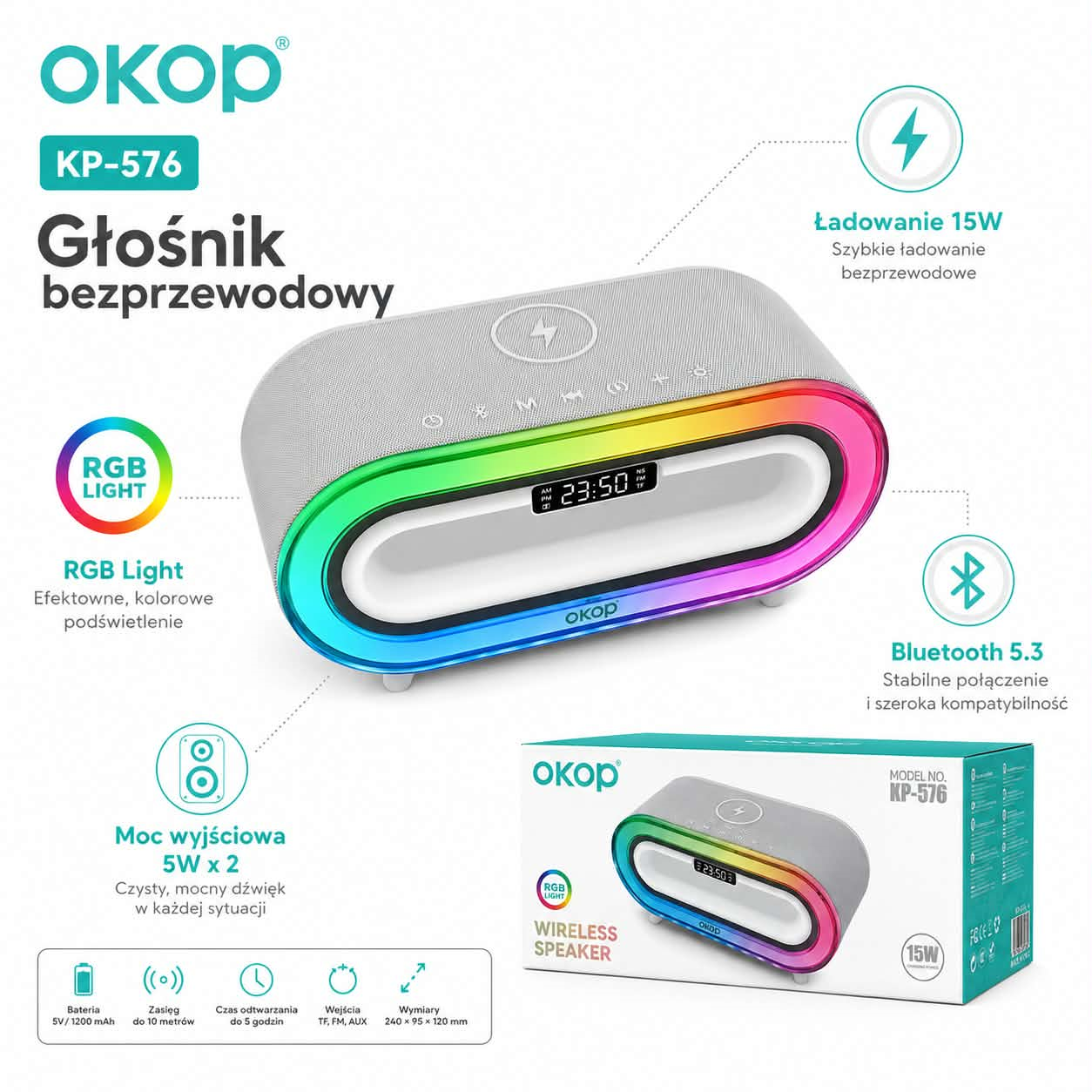 Głośnik bezprzewodowy OKOP KP-576 - obrazek 2