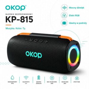 Głośnik Bluetooth OKOP KP‑815 – bezprzewodowy, RGB Light, 30 W, IPX4