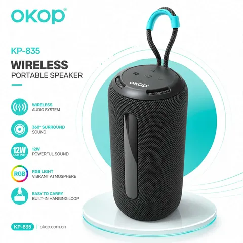 Głośnik Bluetooth OKOP KP‑835 – bezprzewodowy, RGB Light - obrazek 4