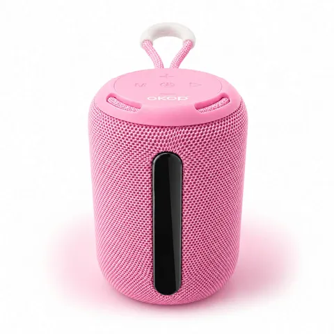 Głośnik Bluetooth OKOP – kompaktowy, różowy, wodoodporny design - obrazek 2