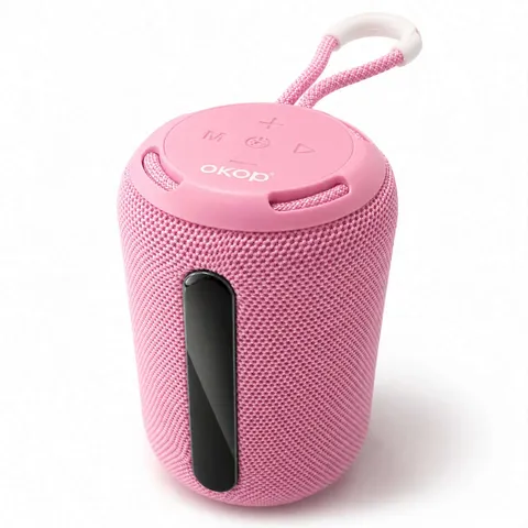 Głośnik Bluetooth OKOP – kompaktowy, różowy, wodoodporny design - obrazek 4