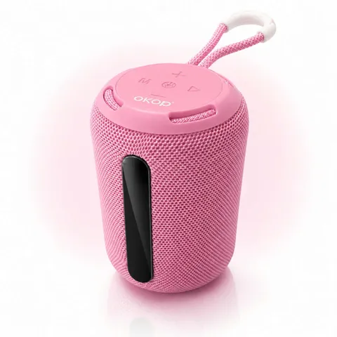 Głośnik Bluetooth OKOP – kompaktowy, różowy, wodoodporny design - obrazek 5