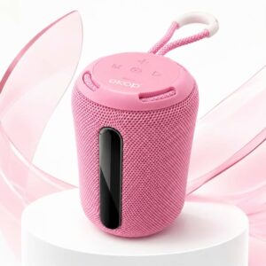 Głośnik Bluetooth OKOP – kompaktowy, różowy, wodoodporny design