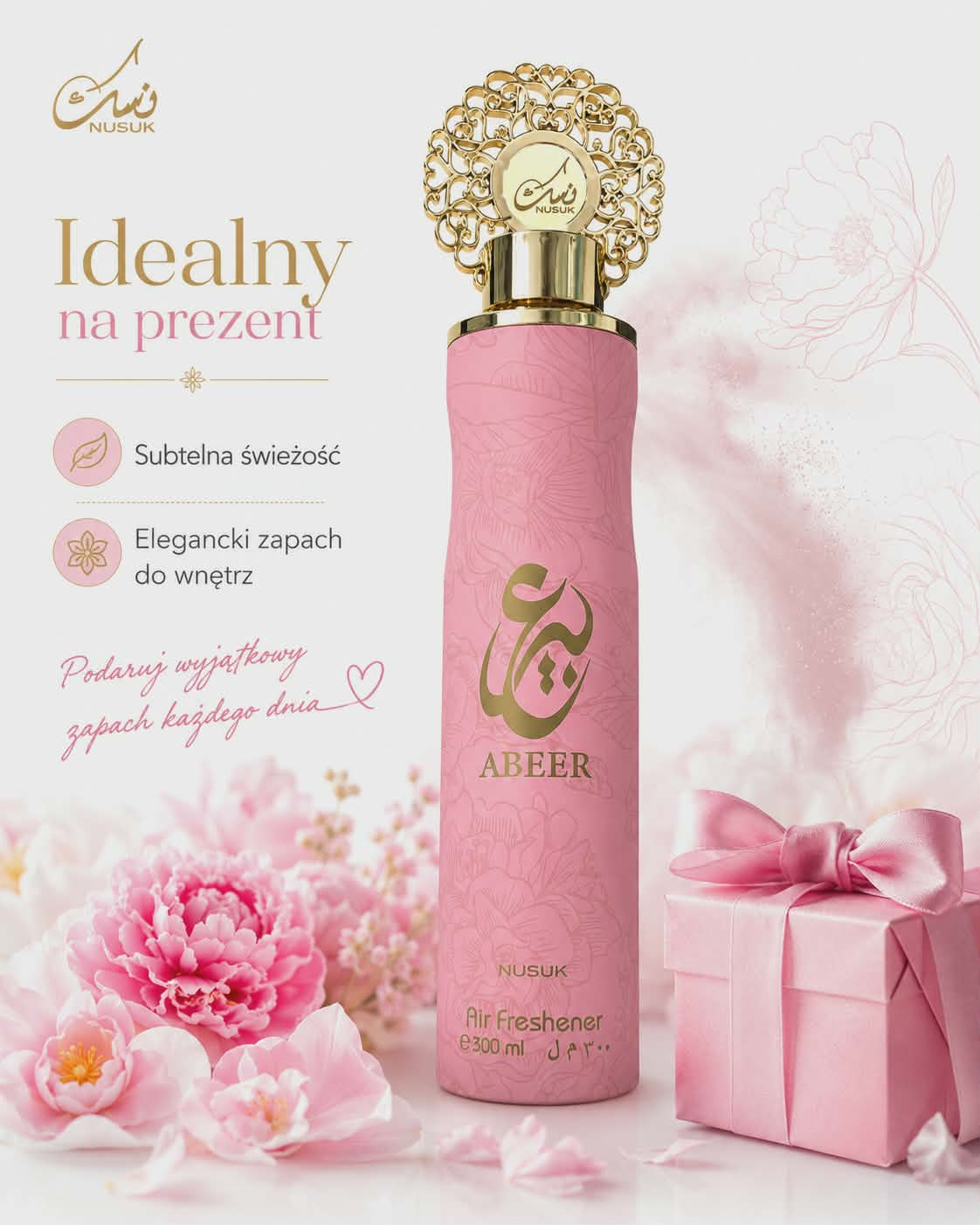 Odświeżacz powietrza Nusuk Abeer – elegancki aromat do domu i biura 300 ml - obrazek 2