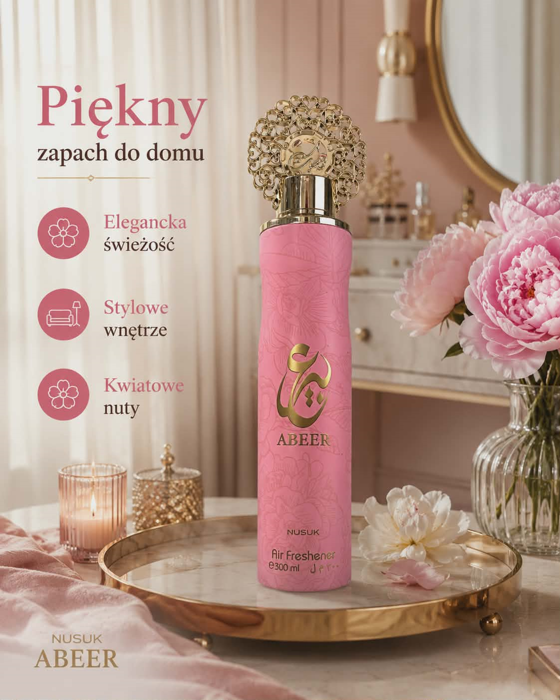 Odświeżacz powietrza Nusuk Abeer – elegancki aromat do domu i biura 300 ml - obrazek 5
