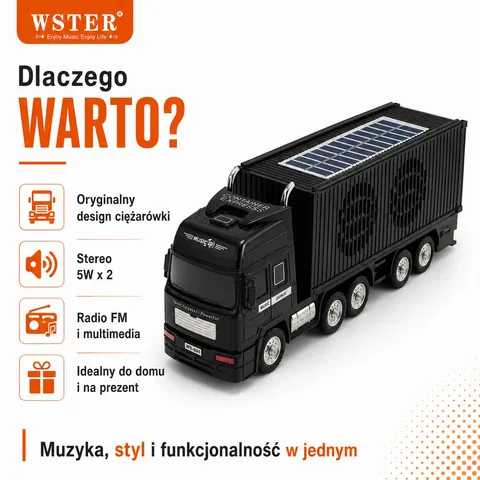 Głośnik Bluetooth WSTER Truck – solarny głośnik mobilny - obrazek 3