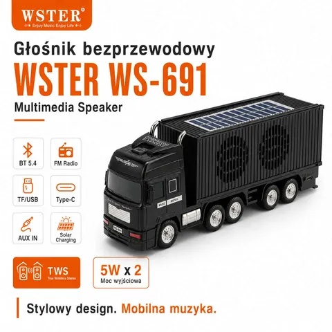 Głośnik Bluetooth WSTER Truck – solarny głośnik mobilny - obrazek 5
