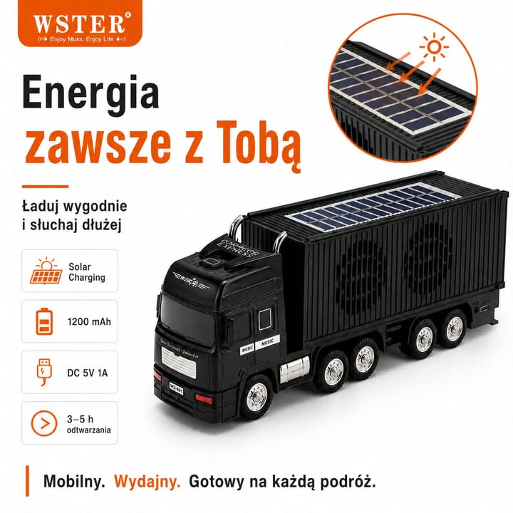 Głośnik Bluetooth WSTER Truck – solarny głośnik mobilny