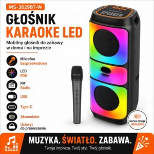 Głośnik Karaoke LED MS‑3629BT‑W
