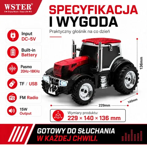 Głośnik Bluetooth WSTER WS-560 Traktor - obrazek 4