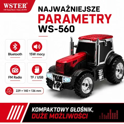 Głośnik Bluetooth WSTER WS-560 Traktor - obrazek 2