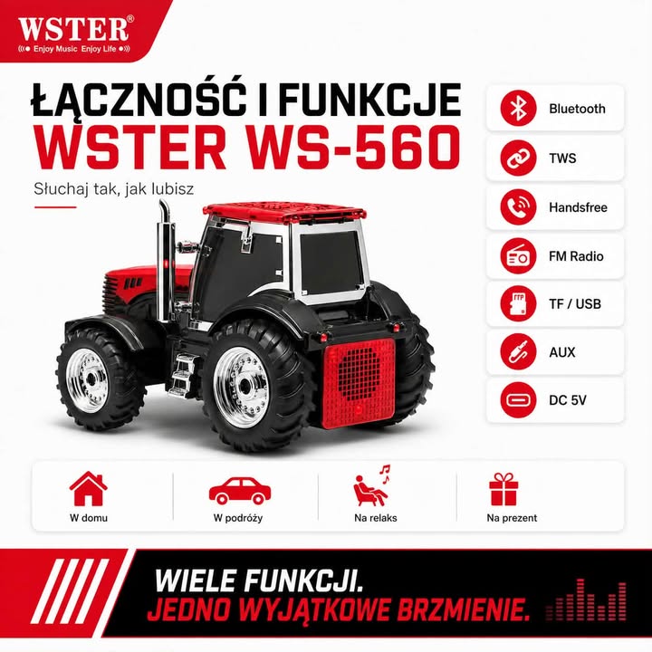 Głośnik Bluetooth WSTER WS-560 Traktor - obrazek 5