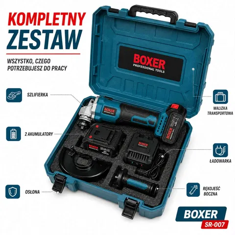 Szlifierka kątowa, akumulatorowa Boxer SR-007 - obrazek 3
