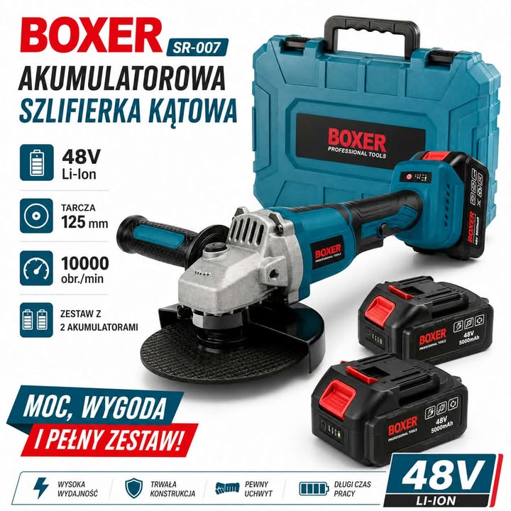 Szlifierka kątowa, akumulatorowa Boxer SR-007