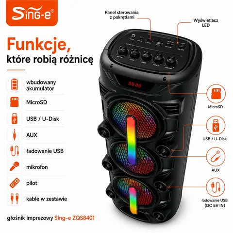 Głośnik karaoke Sing-e ZQS8401 - obrazek 4