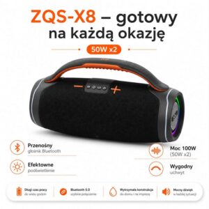 Głośnik przenośny Sing-e ZQS-X8 2x50W IP65 6600 mAh TWS Powerbank