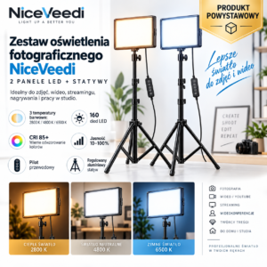 Zestaw oświetlenia fotograficznego NiceVeedi 2-pak