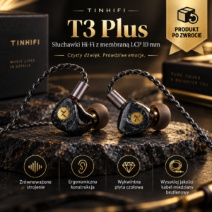 TinHiFi T3 Plus Słuchawki Dokanałowe Hi-Fi LCP 10 mm 32Ω 3,5 mm