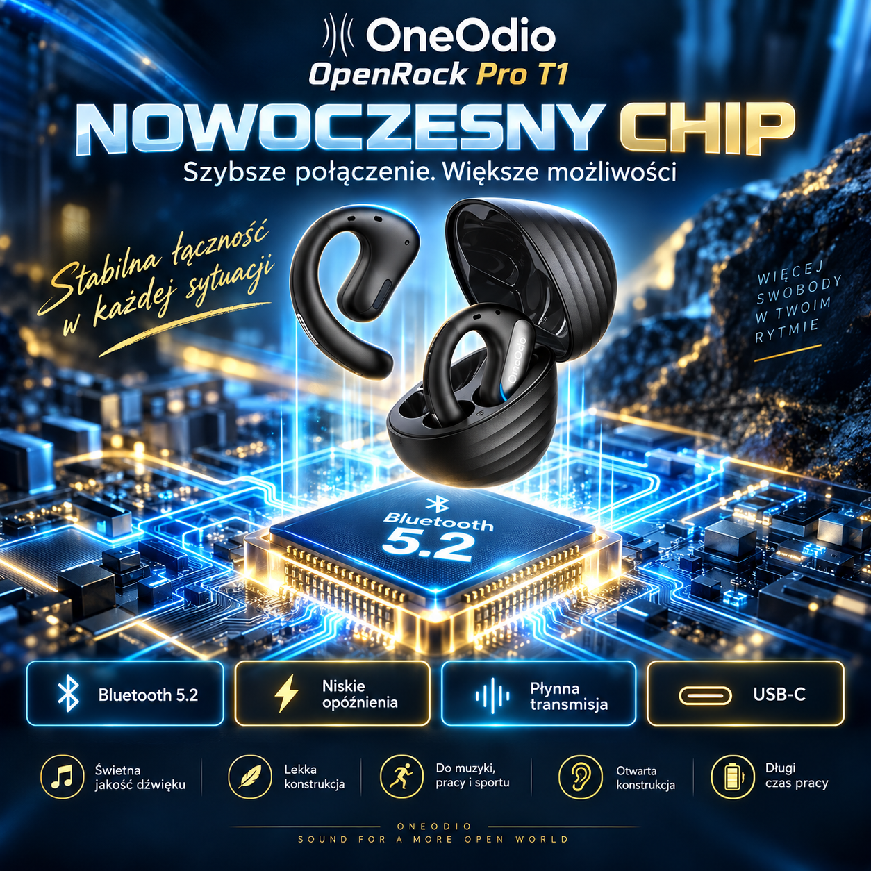 Słuchawki bezprzewodowe zauszne OneOdio Open Rock Pro - obrazek 4