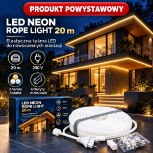 Taśma LED NEON 20 m 3000K 230 V 180 W IP67